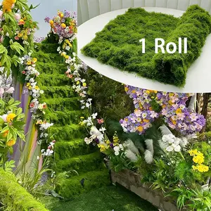 19.7x39.37inch Faux Moss Mat Indoor Wall Table Decoration Eco-Friendly Nylon Material Christmas Holiday Decor Micro Landscape Crafting Accessory for Artificial Fake Flowers flores amarillas artificial flowers for outside flower bouquets room decorations