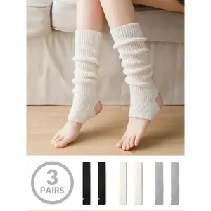 3 Pairs Women's Fall & Winter Knit Leg Warmers in, Striped Fitted Design for Lolita Jk Style, Perfect for Casual Use and BalletGift