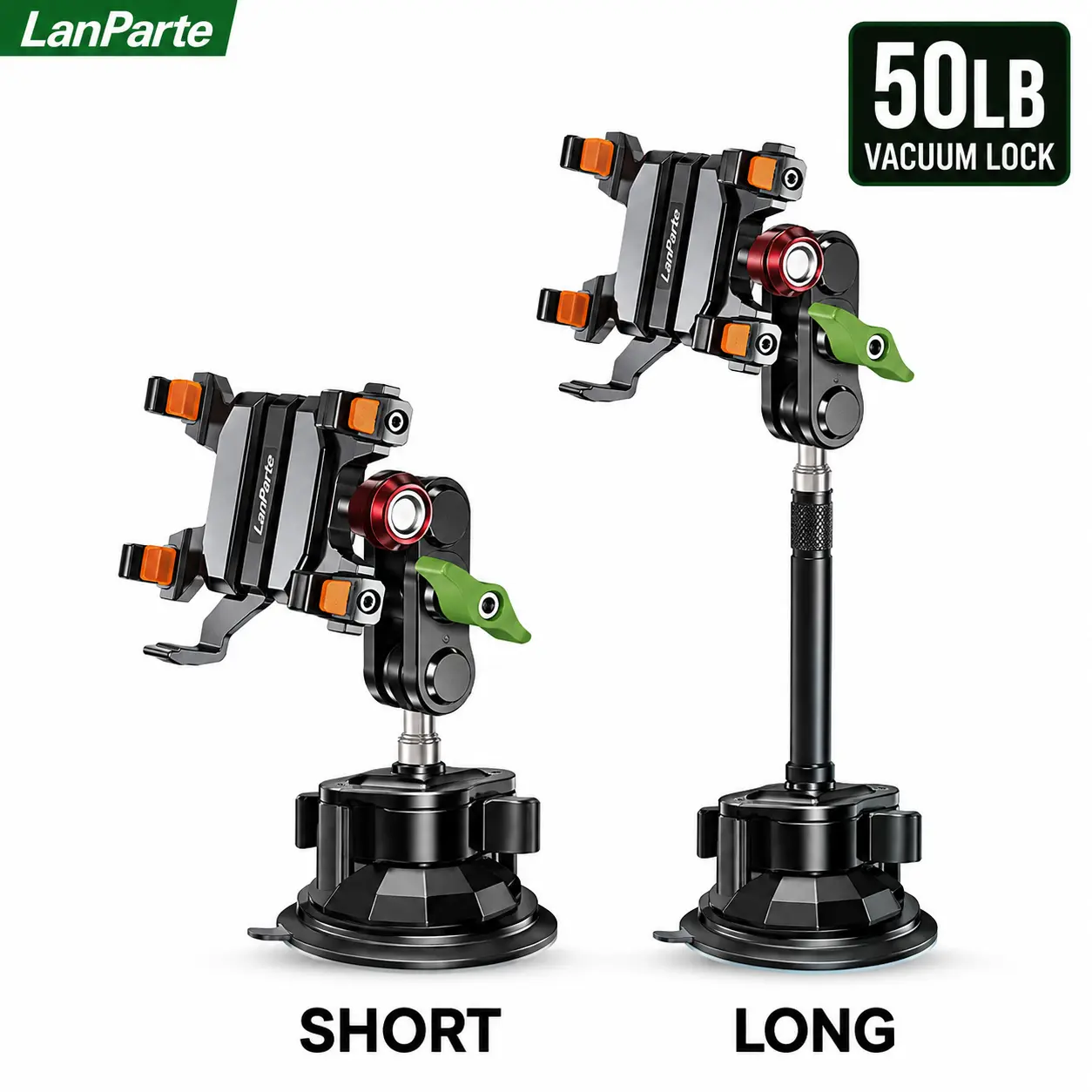 LanParte RBA-T01L 5-Claw All-Metal Universal Phone Mount - Extended Vacuum Suction, Heavy-Duty Anti-Shake, for 6.1-7.2 in Smartphones, Truck/SUV Accessory, Hands Free Driving Essential (Car Phone Holders Category)
