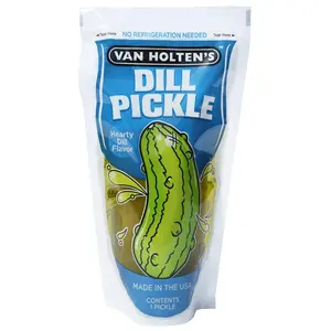 Van Holten's Pickle-In-A-Pouch | Flavors of Dill, Sour, Zesty Garlic, Mega Chamoy, Warheads Extreme Sour, Warheads Blue Raspberry | Available in 3 Pack, 6 Pack, & 12 Pack food snacks