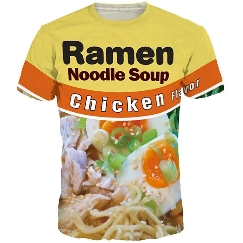 Graphic Tshirt with 3D Ramen All-Over Print, Breathable Shortsleeve Design with a Relaxed Cut, Available in Complete Sizes