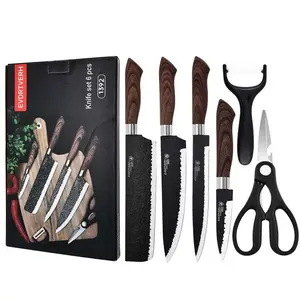 Stainless Steel Kitchenware Kitchen Knife Set, 6 Counts/set Including Knife & Cutting Board & Peeler & Scissors, Durable Kitchen Utensils for Home Use
