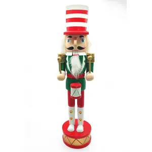 Christmas Drummer Nutcracker. Wizardi Classic Wooden Festive Decoration F07M14-32-N01819A