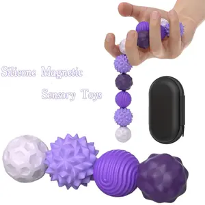 8pcs/set Silicone Magnetic Fidget Balls – Stress Relief & Sensory Toys with Elastic Texture for Teens & Adults, Quiet Office & Travel Desk Toy, Fun Magnetic Gadget for Kids