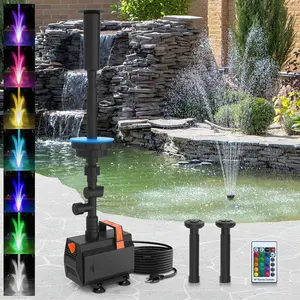 AquaMiracle Pond Fountain Pump with Colorful LED for Outdoor Ponds, Submersible Water Pump for Fountain, Pond, Garden, Water Feature, Bird Baths