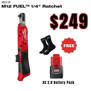 M12 Fuel 1/4" Ratchet with Free 2.0 Battery Pack