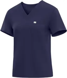 Eadflie Women’s V-Neck Scrub Top | Soft Stretch Knit Nursing Uniform with Pockets | Breathable & Wrinkle Resistant