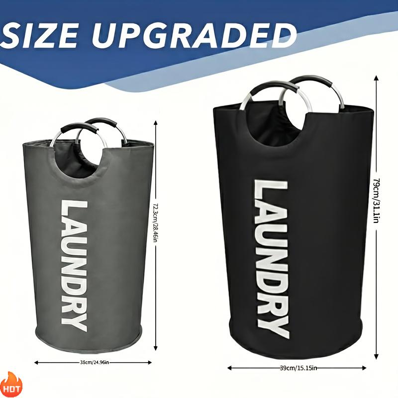 2pcs Large Foldable Laundry Basket Elevated High Quality Half Ring Handle Design Organizer Storage Bin for Clothes Toys