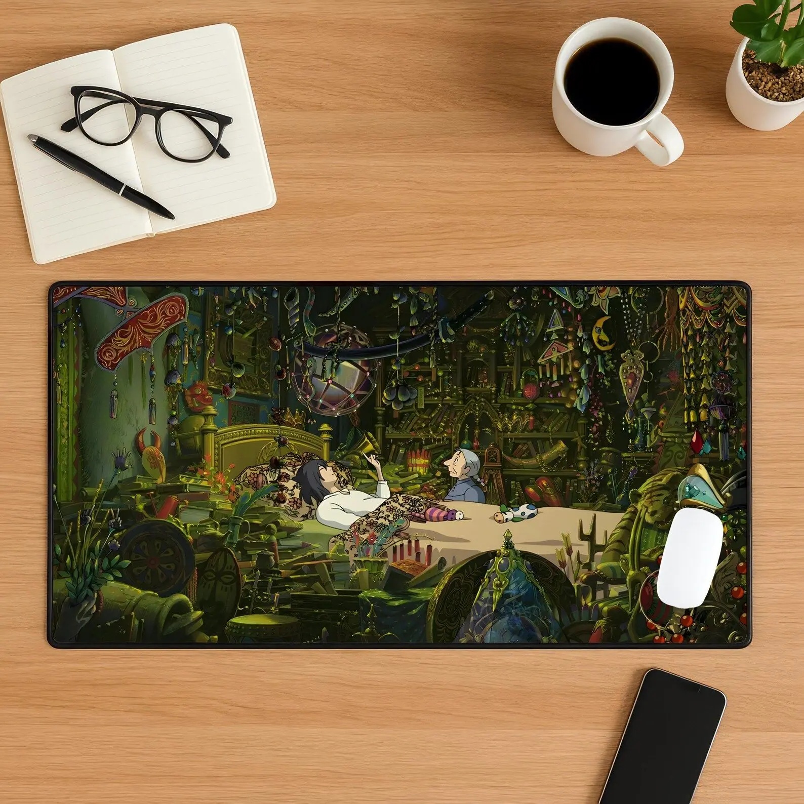 Howl's Moving Castle Mouse Pad, Studio Ghibli Gaming Desk Mat, Fantasy Anime Extended Desk Mat