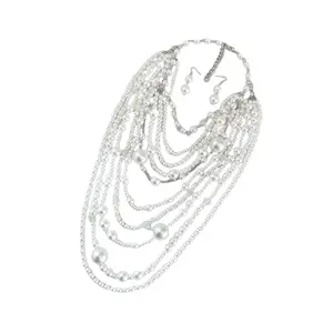 Stylish Multilayers Pearls Necklace and Earrings for Fashion Enthusiasts
