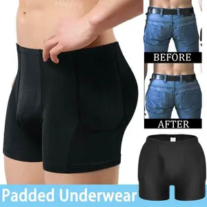Men Boxer Brief Shorts Butt Padded Underwear Hips Enhancer Shaper Booty Lifter Panties