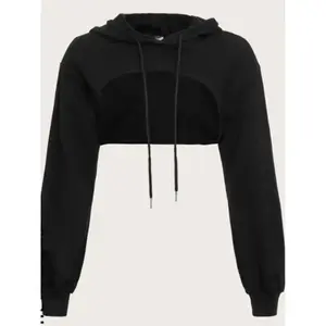 Drawstring Detail Super Crop Hoodie Casual Long Sleeve Basic Pullover
