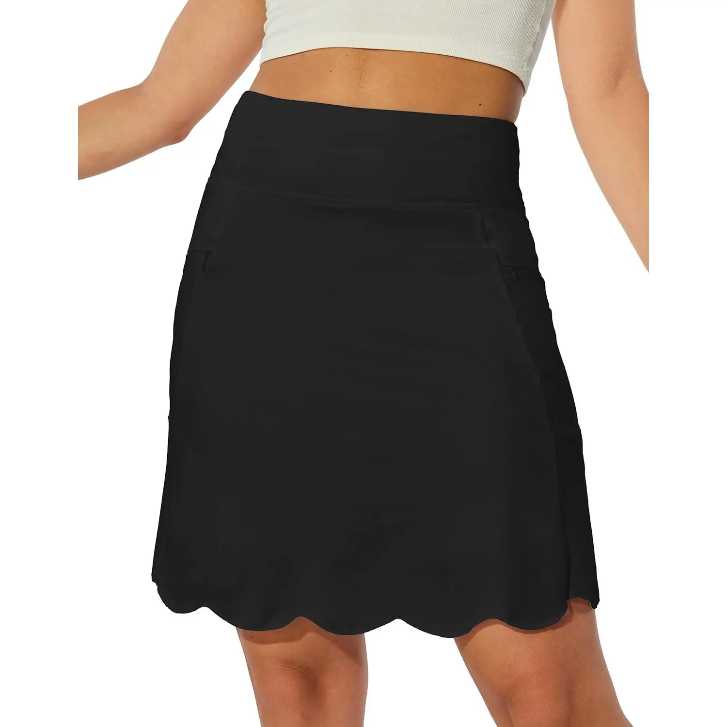 Women's Athletic Golf Skort, 20-Inch Scalloped Hem Skirt with Tummy Control and Zipper Pockets, Female, Scalloped Edge, 20 In