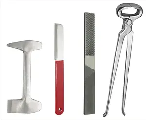 4 Pcs Farrier Horse Hoof Kit with Hoof Nipper Hoof rasps & Scraper and Buffer