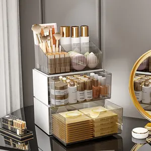 Cosmetic Storage Rack, 3 Layer Stackable Drawer, Transparent Makeup Organizer, Clear Storage Box, Large Capacity Skincare Mask Box, Bathroom Accessories