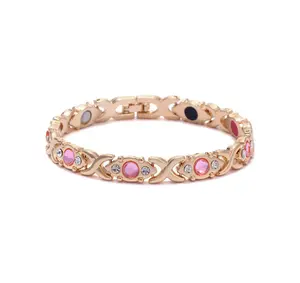 Energy magnet bracelet, eco-friendly alloy withdiamonds,adjustable ladies' wristband