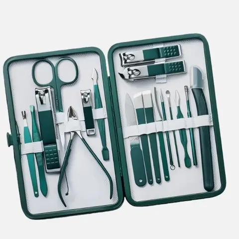 Stainless Steel Manicure & Pedicure Tool Kit (7-18 Pieces) - Premium Nail Clipper Set with Sturdy Storage Box, Multifunctional Beauty Care Grooming Tools for Home Fingernail & Toenail Trimming