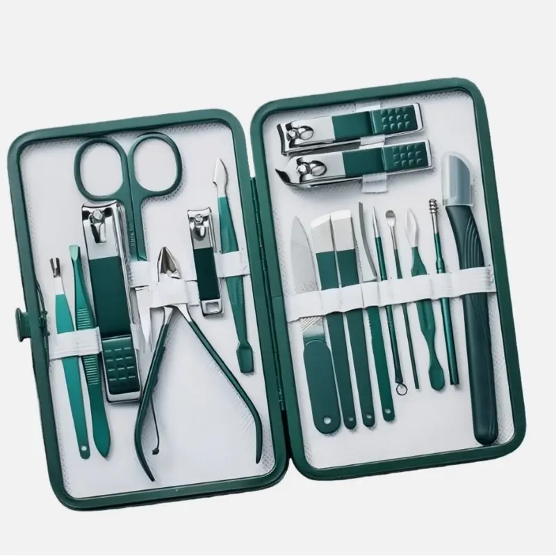 Stainless Steel Manicure & Pedicure Tool Kit (7-18 Pieces) - Premium Nail Clipper Set with Sturdy Storage Box, Multifunctional Beauty Care Grooming Tools for Home Fingernail & Toenail Trimming