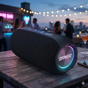 Wireless Bluetooth Speaker with 360° Rgb lights, Dsp bass, TWS Pairing, 5000mAh Battery, IPx waterproof for Outdoor Party Shower