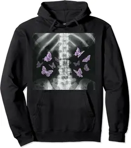 Xray Skeleton Purple Butterfly Egirl y2k Harajuku Dark Grung Pullover Hoodie - Parkerrhode Shop 94B09FTGRG14