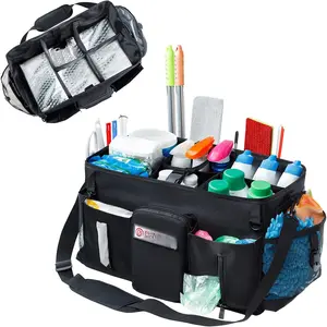 Large Cleaning Supplies Organizer-Cleaning  Organizer With Handles &  Strap-Cleaning Bags for Cleaning Suppliers-Housekeepers Wearable Cleaning Tote Upgraded
