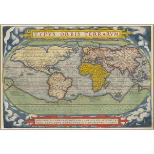 1570 Theater of the World Map Reproduction, First Atlas Theatrum Orbis Terrarum Vintage Wall Art