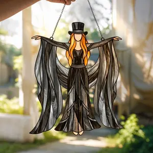 Boho Dancing Lady Suncatcher Acrylic Hanging Ornament - Mystical Gothic Woman Window Spinner, Elegant Witchy Boho Decor for Window Garden Porch, Retro Style Sun Catcher Gift Idea for Women Home Decor