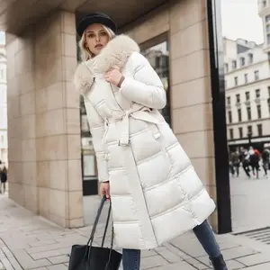 Cotton Coat Long Parka Coat Thick Jacket Women Fur Autumn Winter Warm Coats Woven Block Trend Hooded White Black Parkas Womenswear Tops