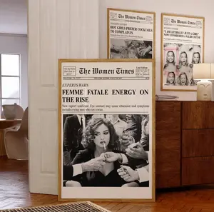 Trendy Girly Newspaper print, Femme Fatale aesthetic poster, New York News print, retro magazine print, newspapper headline, movie poster