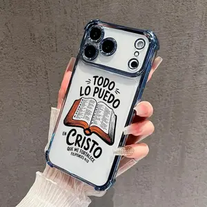 Phone Case for iPhone 17 Pro Max 16 15 Plus Air 14 13 12 11 E Bible Verse Aesthetic Christian Pattern Transparent Full Coverage Four Corners Anti-drop Casing Cellphone Protective