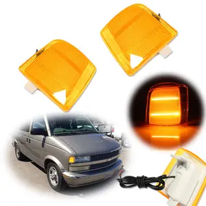 2PCS Amber Lens LED Side Corner lamps Lights For 1995 1996 1997 1998 1999 2000 2001 2002 2003 2004 2005 Chevrolet Astro GMC Safari,Replace OEM 16524076, GM2551139,, 16524075, GM2550139
