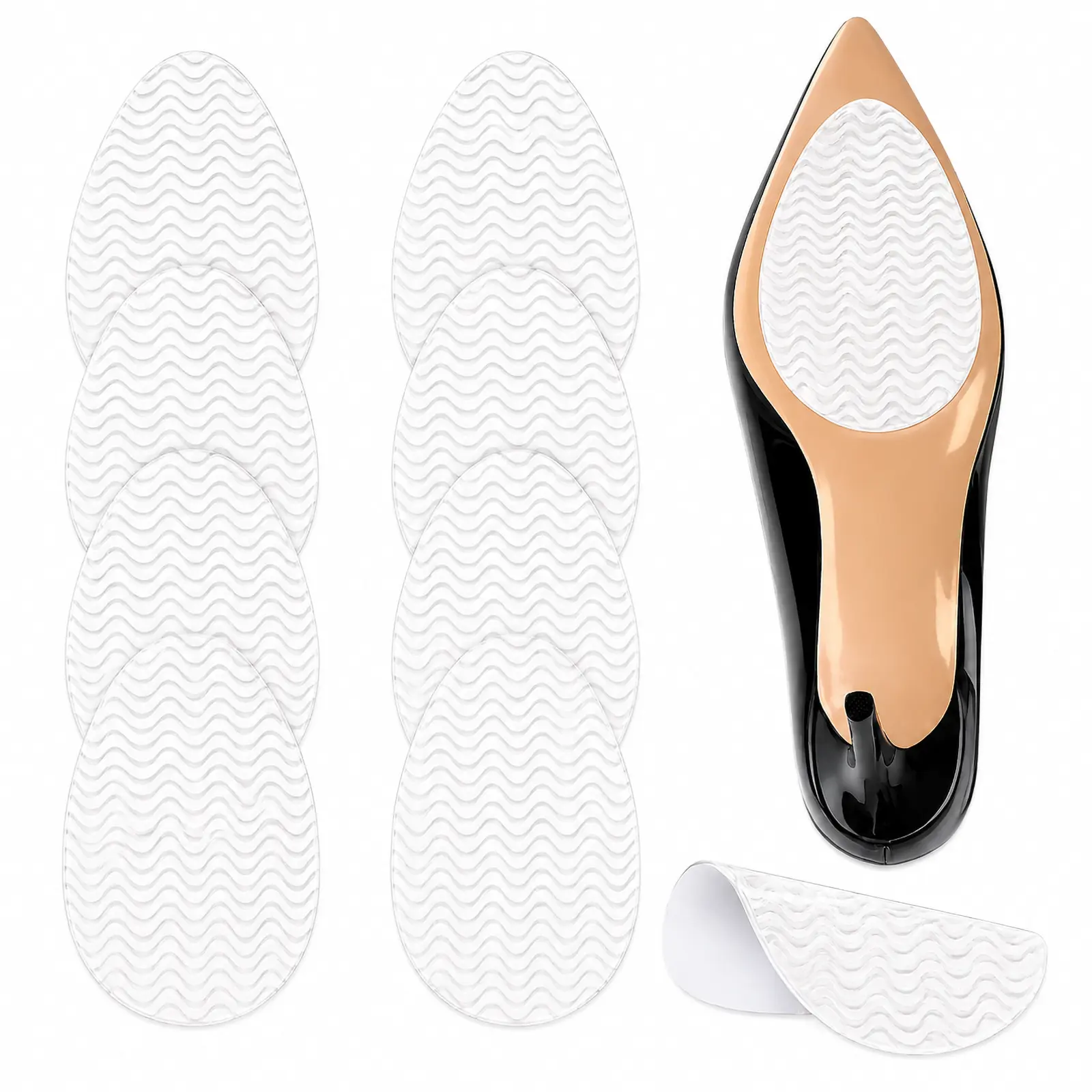 8 Pcs Shoe Sole Bottom Protector, Self-Adhesive Grips, Non-Slip Pads, Sole Guard, Anti-Slip Grips for Bottom of Shoes(3.5'' by 2.5'', Clear)