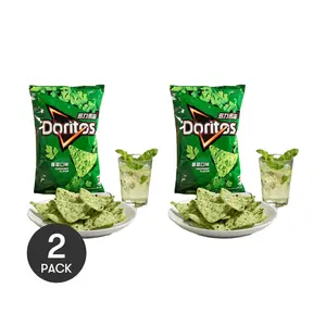 2 Pack Doritos Corn Chips Coriander Cilantro Flavor 2.4oz Each - Chinese Limited Edition, Green Chips, Bold