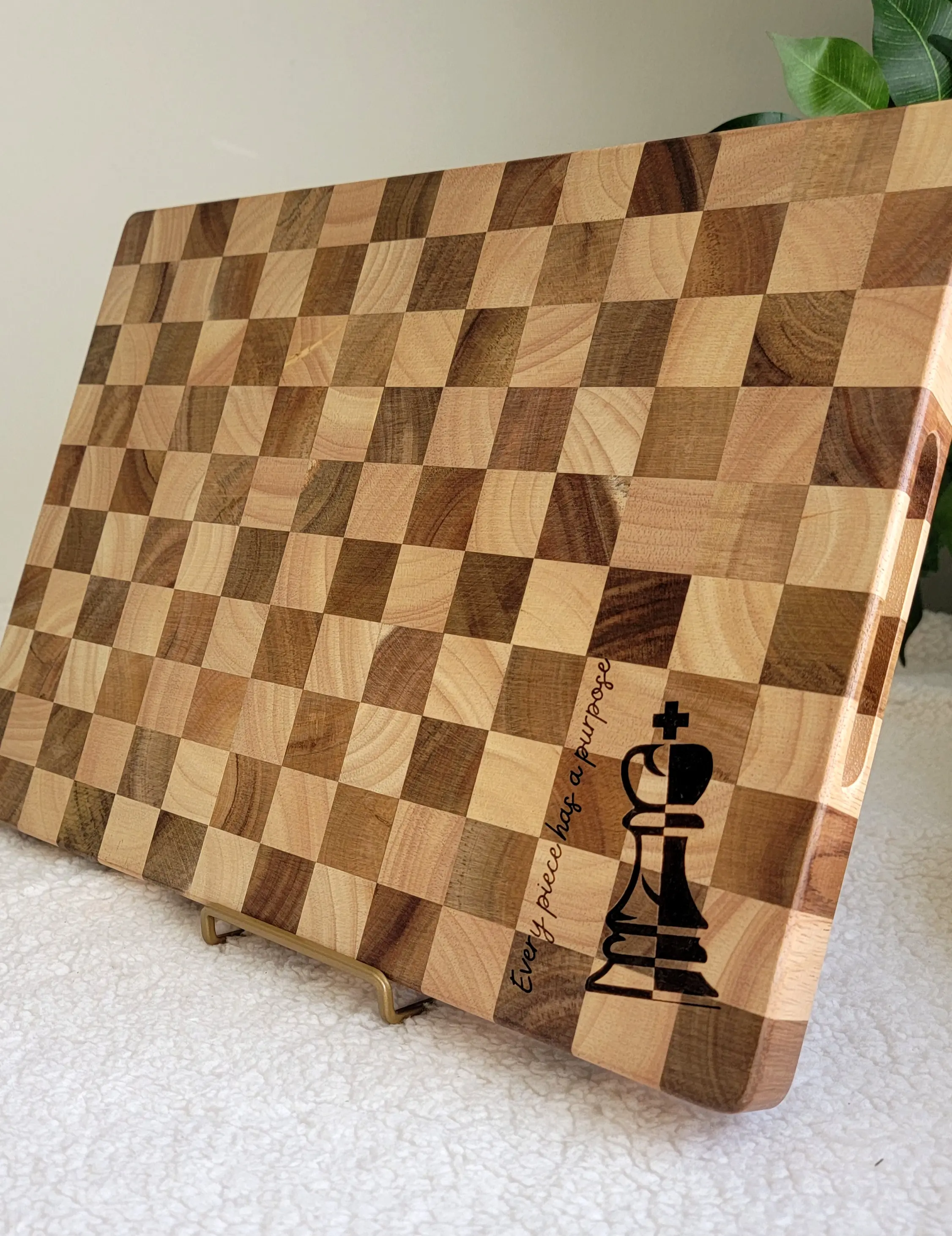 End Grain Cutting Board. Engraved Checkered BBQ Board, Personalized Kitchen Chopping Board. Wood Butcher Block. Housewarming, Thanksgiving Gift.