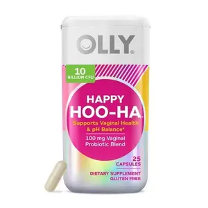 OLLY Happy Hoo-Ha, Women's or People with Vaginas Probiotic, Vaginal Health,* Capsule Supplement, 25 Ct