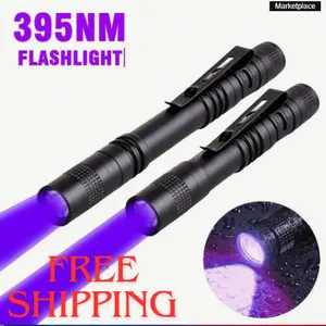 UV 395nm Flashlights With Clip, Mini Pen Light, Black Light, Waterproof Ultraviolet Aluminum Alloy Torch For Leaf, Pet Urine, Scorpion, Hotel Inspection, Dry Stay And Bed Bug (Battery Not Included) flashlight