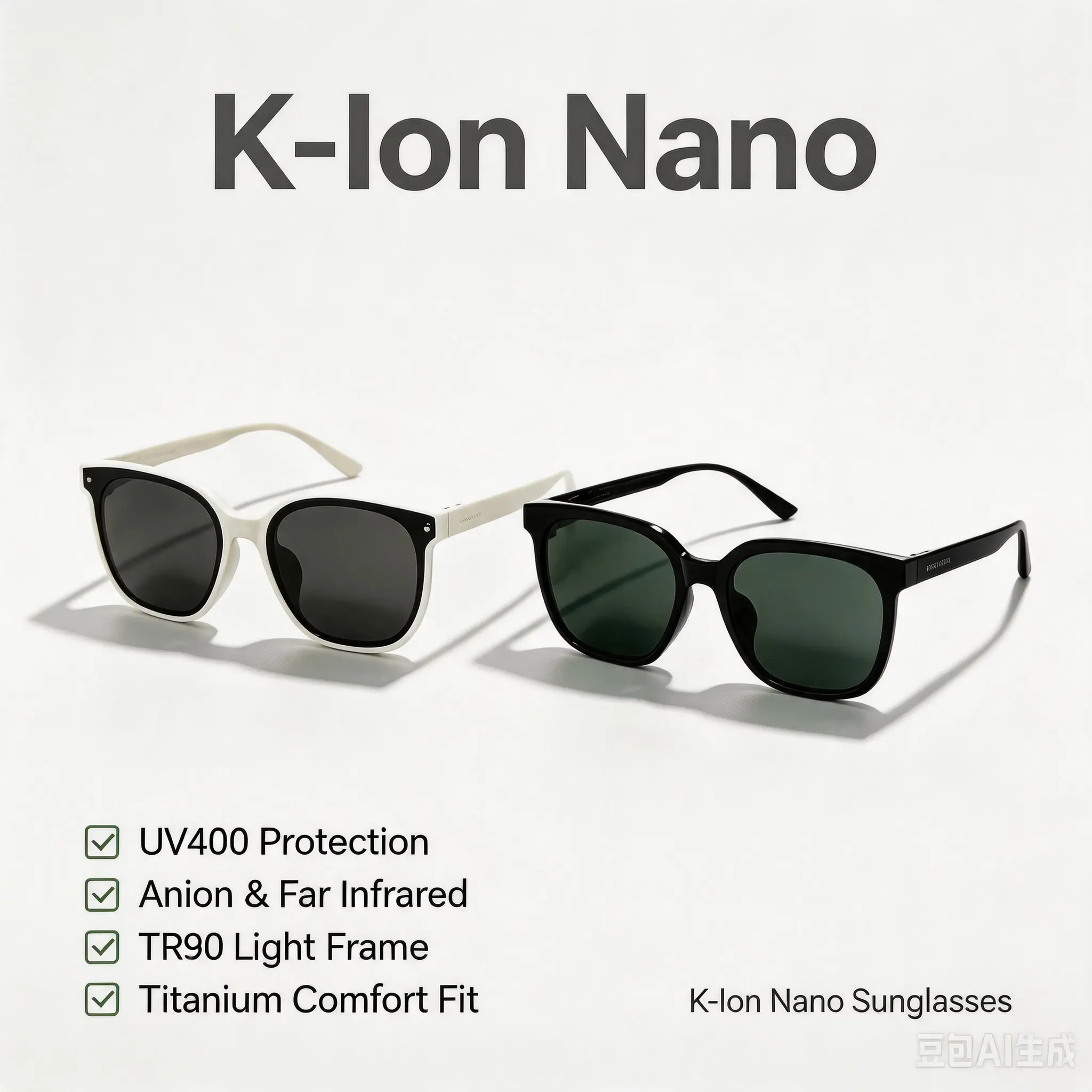 K-Ion Nano UV400 Polarized-Style Sunglasses | Negative Ion Technology | Blue Light Filter | Flexible TR90 Titanium Frame | Retro Round Square Shades Outdoor Driving Men Women