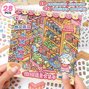 10 sets of supermarket-themed sticker collection book, Metal Tweezer & Extra Sticker Gifts, Super Thick and Durable Stickers, Stress Relief, Screen-Free Activity, Cozy Hobby,  Puzzle Stickers focus toy artistic craft