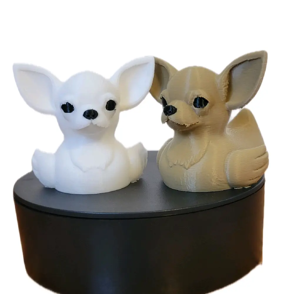 Chihuahua Duck 3D Printed Figure 2.5 inches high 3D-printedin hard plastic - Ideal for Jeeps, Cruises & Dog Lovers, Light Brown and white color