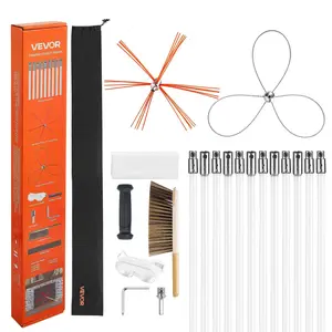 VEVOR Chimney Sweep Kit,  39 ft Maximum Extendable Length Chimney Brush, Chimney Cleaner Sweeper with Dual Brush Heads & Bristle Replacements, Fireplace Cleaning Tool for Square, Rectangle Chimneys