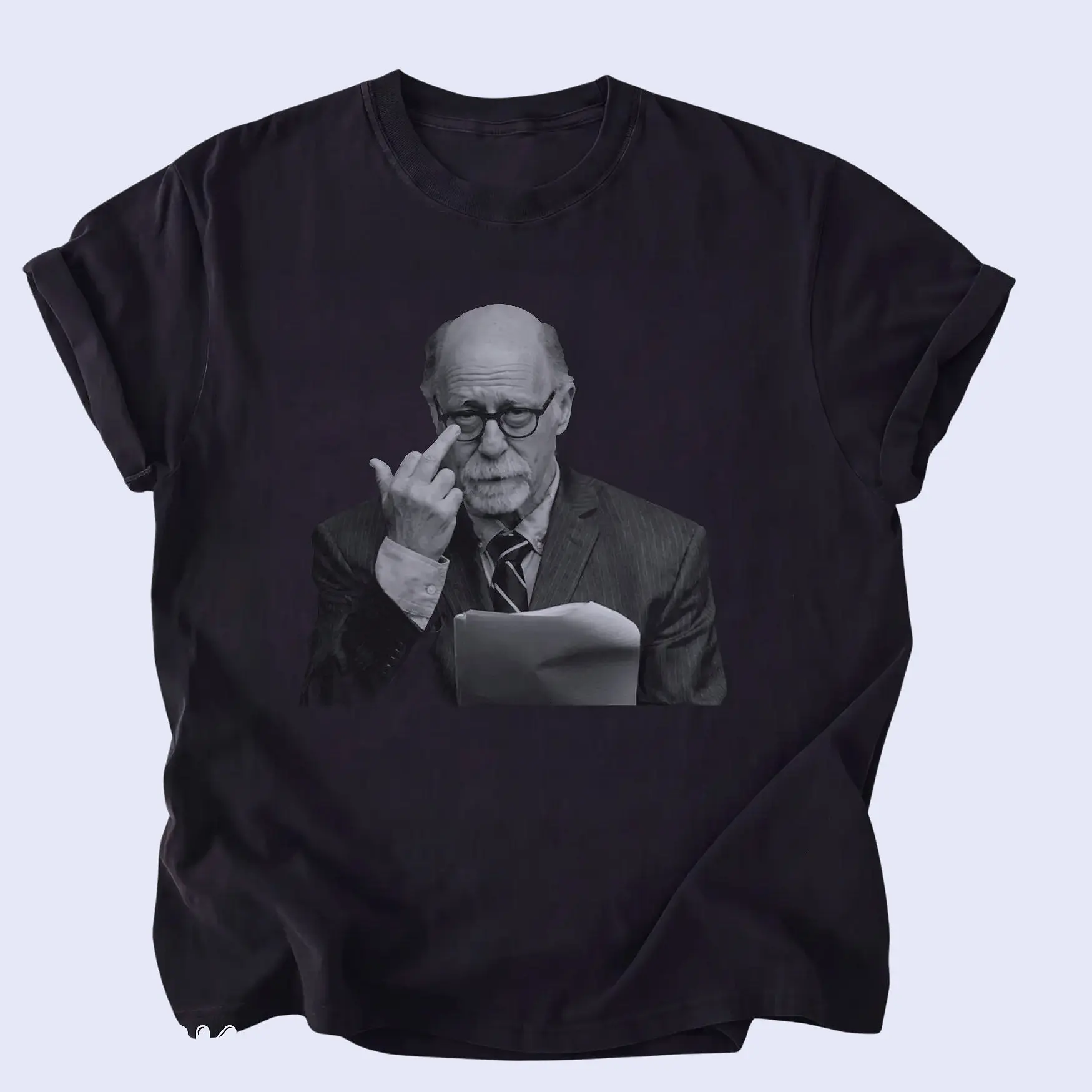 Dr. Donald Condie Middle Finger Courtroom Lawyer Portrait Comfy Tee Pure Cotton Fabric Short Sleeve Soft-Washed T-Shirt Trendy Tops for Women for Men