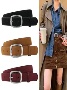 Women's Belt, Meleard Waistband, Suede Velour Belt, Vintage All-Season Versatile Distressed Needle Buckle High-Quality Belt, Casual Dress Belt