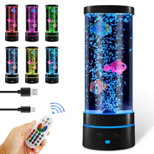 Nightlight Bubble Fish Lamp Decorative Aquarium Night Light Colorful Artificial Fish Tank Light Soothing Fish Tank Lamp Aquarium Fish Light for Bedroom Kids Room Living Room Party