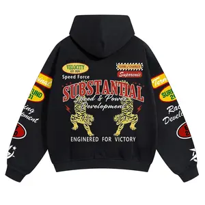 Men's Streetwear Hoodie 100% Cotton Y2K Retro Racing Graphic Pullover Substantial Speed Tiger Sweatshirt Super Soft Pre Shrunk Unisex Fit SpringStatements