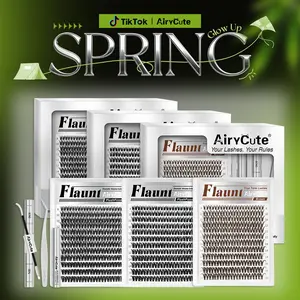Flaunt & Short Flaunt & Brown Flaunt | AiryCute Upgrade U Lashes Ultra-Dense, Waterproof, Long-Lasting Lashes | Flora | Natural Daily, Volume Style | Beginner-Friendly DIY Lashes for a Flawless, Voluminous Look | Trendy & Must-Have Clusters