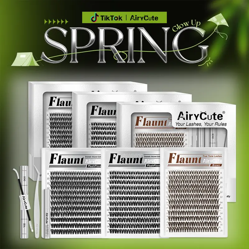 Flaunt & Short Flaunt & Brown Flaunt | AiryCute Upgrade U Lashes Ultra-Dense, Waterproof, Long-Lasting Lashes | Flora | Natural Daily, Volume Style | Beginner-Friendly DIY Lashes for a Flawless, Voluminous Look | Trendy & Must-Have Clusters
