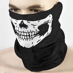 Skull Pattern UV Protection Face Mask - Windproof Dustproof Scarf, Breathable Headscarf Suitable for Skiing, Cycling, and Outdoor Sports |   Perfect for Halloween and Day of the Dead costumes, ski mask