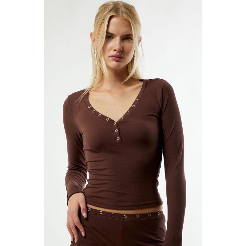 Your Favorite Women's Lucy Cozy Button Up Long Sleeve Top - TikTok