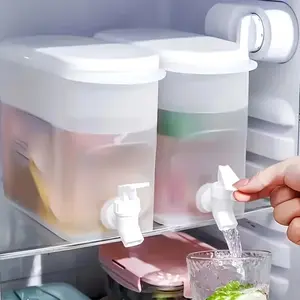 Minimalist Cold Water Jug with Tap, Drink, Large Capacity BPA-Free Food Grade Plastic Beverage Dispenser, Slim Refrigerator Friendly Leak-Proof Spigot, Hot & Cold Resistant for Lemon Fruit Tea Juice Home Kitchen Office Party BBQ Housewarming Gift