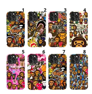 BAPE Baby Milo Cartoon Monkey Print Phone Case — Y2K Street Graffiti Aesthetic Style — Compatible with iPhone 11–17 Pro MaxPlus Series